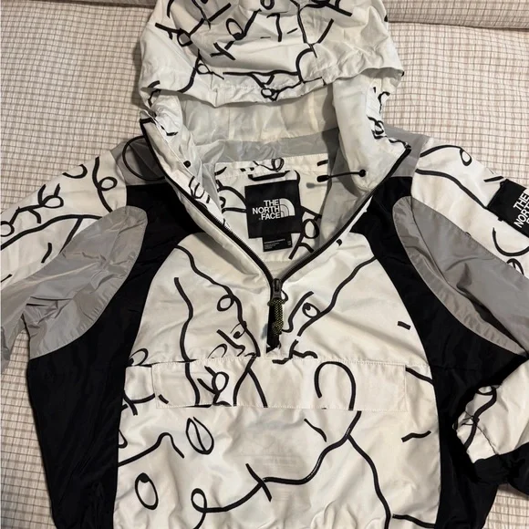 The North Face White, Black & Gray Graphic Hooded Bomber Jacket - Picture 10 of 14